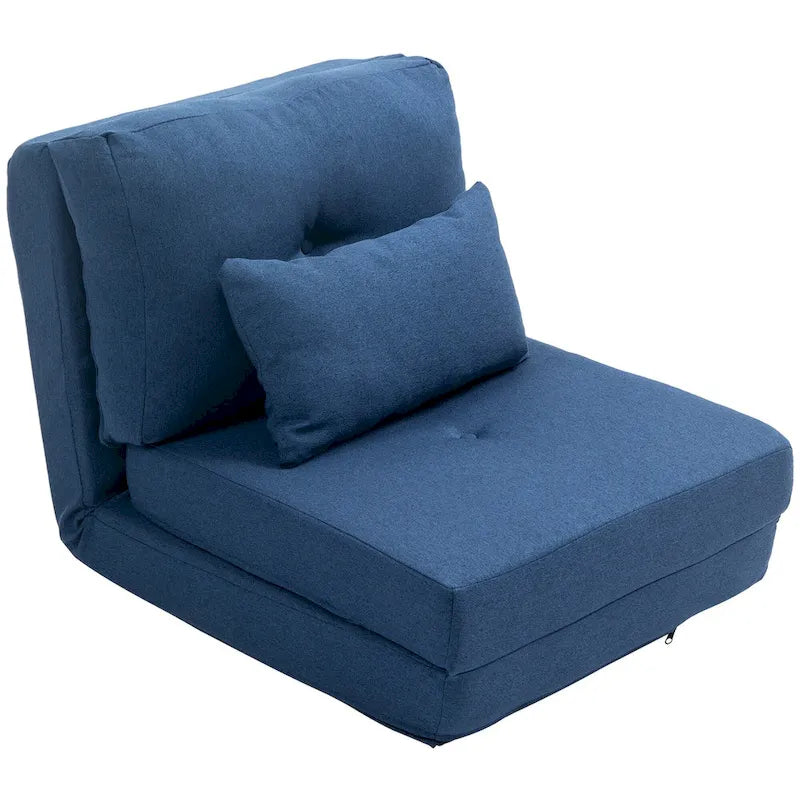 Convertible Folding Floor Sofa Bed Reclining Chair Linen Light Grey Dark Blue