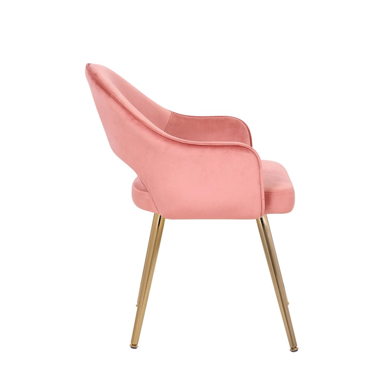 Modern Velvet Dining Chair Open Back Gilded Metal Legs Aqua Grey Rose