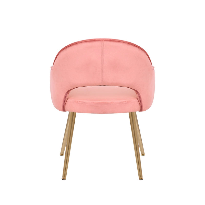 Modern Velvet Dining Chair Open Back Gilded Metal Legs Aqua Grey Rose