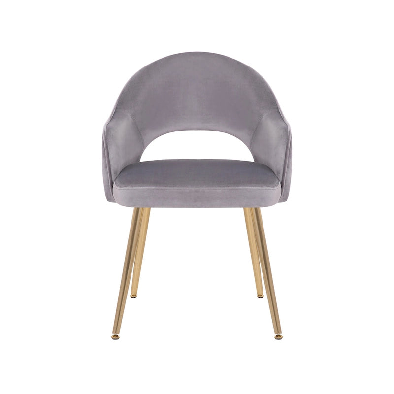Modern Velvet Dining Chair Open Back Gilded Metal Legs Aqua Grey Rose