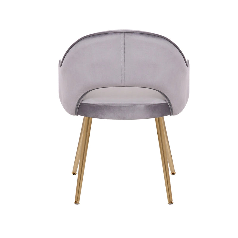 Modern Velvet Dining Chair Open Back Gilded Metal Legs Aqua Grey Rose