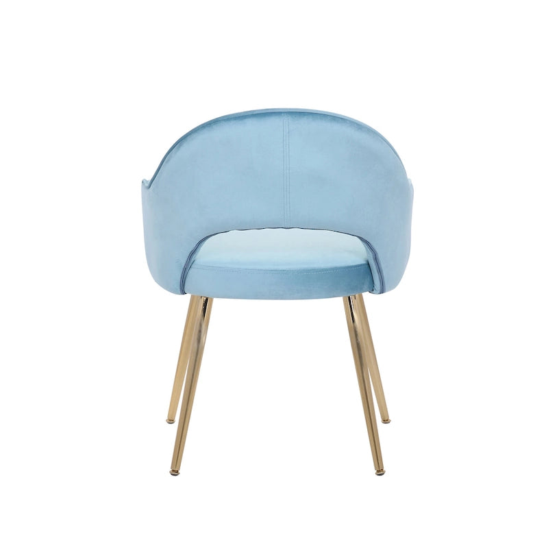 Modern Velvet Dining Chair Open Back Gilded Metal Legs Aqua Grey Rose