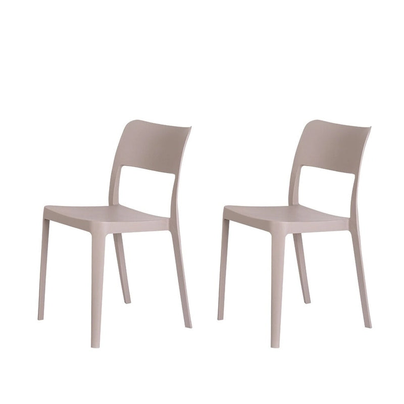 Stackable All-Weather Resin Armless Chair Open Back Indoor Outdoor Set of 2 Baby Blue Taupe White Black