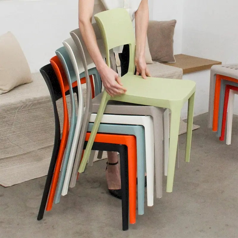 Stackable All-Weather Resin Armless Chair Open Back Indoor Outdoor Set of 2 Baby Blue Taupe White Black