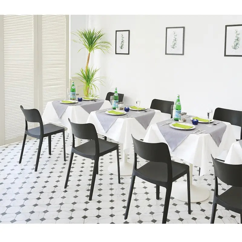 Stackable All-Weather Resin Armless Chair Open Back Indoor Outdoor Set of 2 Baby Blue Taupe White Black
