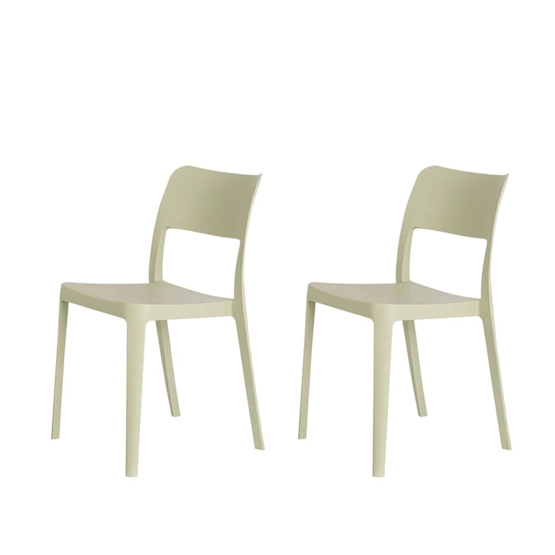 Stackable All-Weather Resin Armless Chair Open Back Indoor Outdoor Set of 2 Baby Blue Taupe White Black