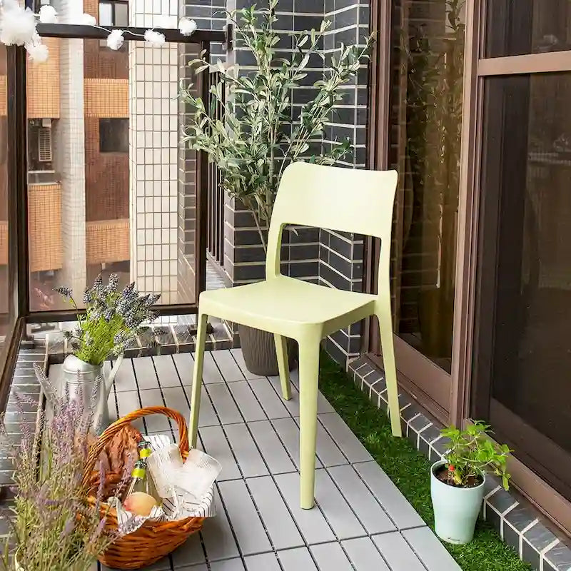 Stackable All-Weather Resin Armless Chair Open Back Indoor Outdoor Set of 2 Baby Blue Taupe White Black