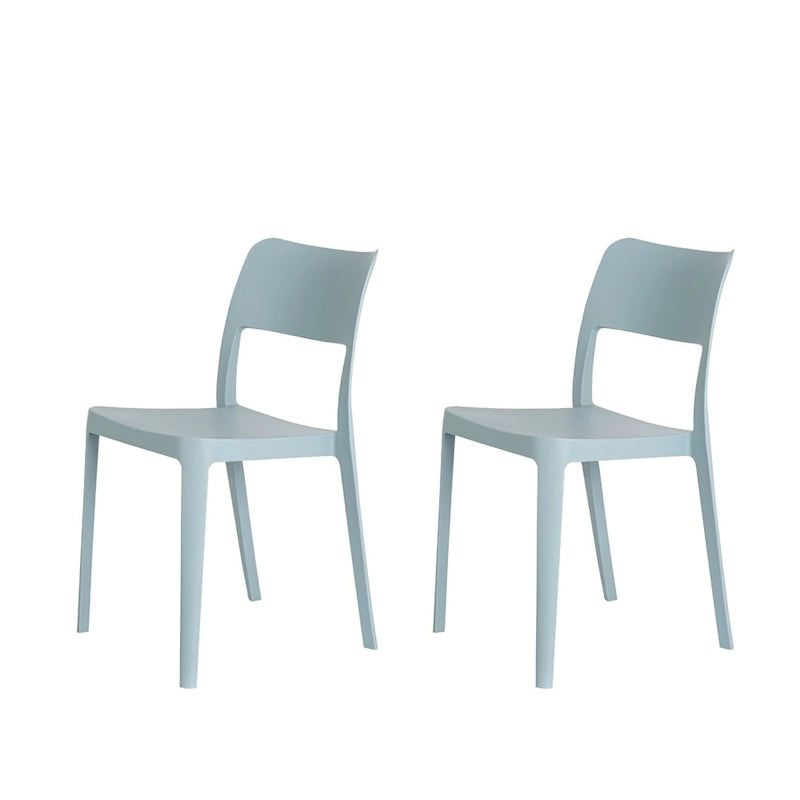 Stackable All-Weather Resin Armless Chair Open Back Indoor Outdoor Set of 2 Baby Blue Taupe White Black