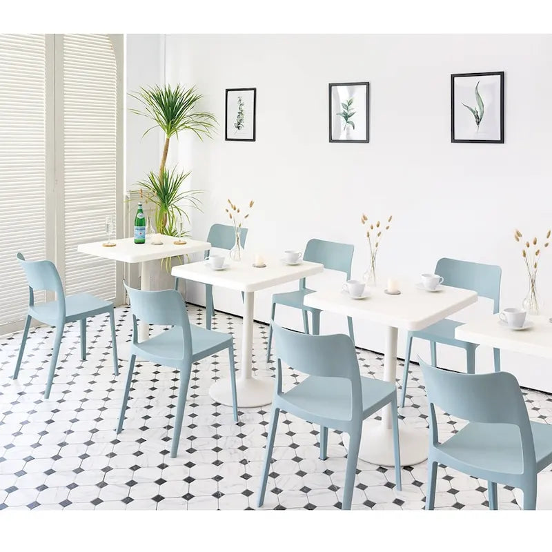 Stackable All-Weather Resin Armless Chair Open Back Indoor Outdoor Set of 2 Baby Blue Taupe White Black