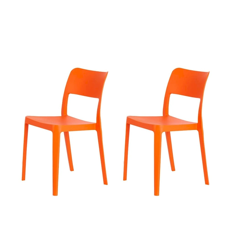 Stackable All-Weather Resin Armless Chair Open Back Indoor Outdoor Set of 2 Baby Blue Taupe White Black