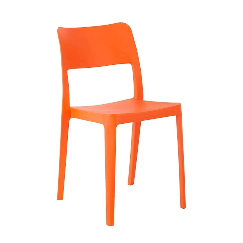 Stackable All-Weather Resin Armless Chair Open Back Indoor Outdoor Set of 2 Baby Blue Taupe White Black
