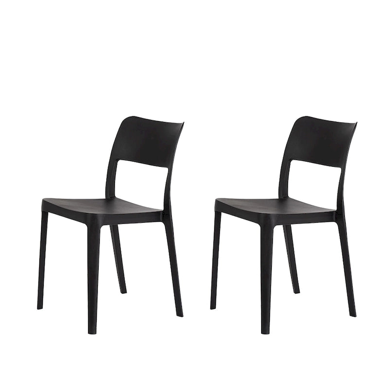 Stackable All-Weather Resin Armless Chair Open Back Indoor Outdoor Set of 2 Baby Blue Taupe White Black
