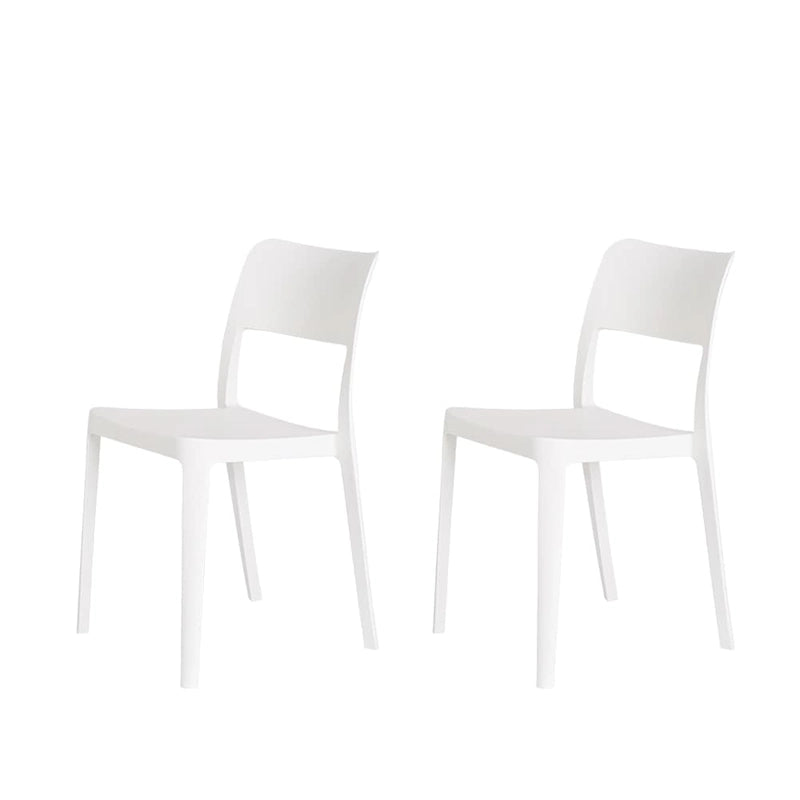 Stackable All-Weather Resin Armless Chair Open Back Indoor Outdoor Set of 2 Baby Blue Taupe White Black