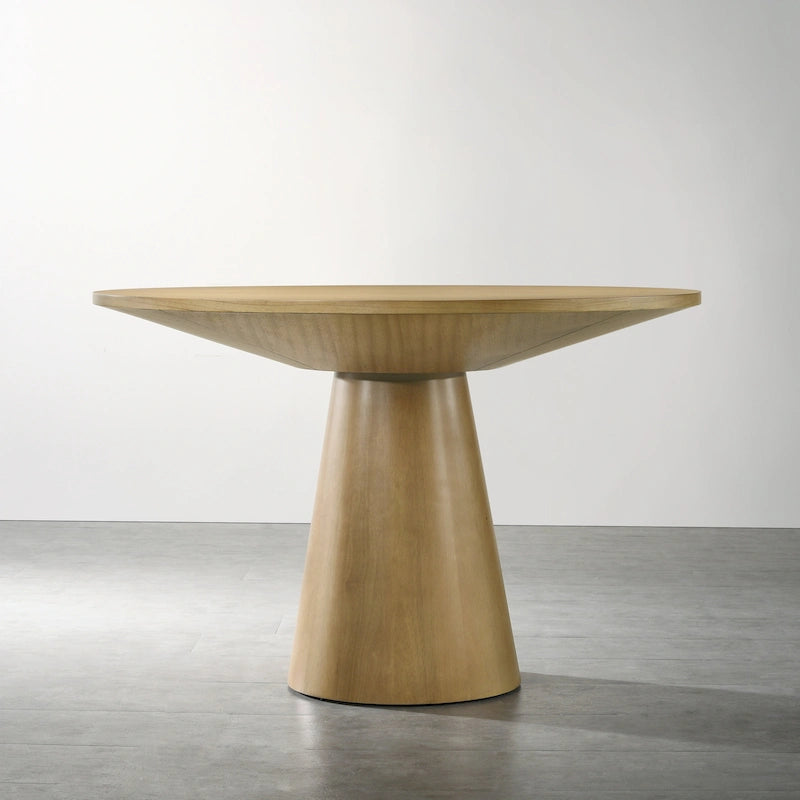 Round Pedestal Dining Table Oak Veneer MDF Rubberwood Base Ebony Driftwood White
