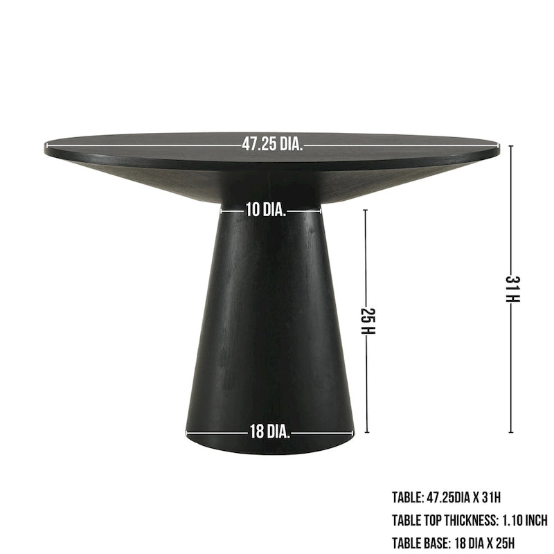 Round Pedestal Dining Table Oak Veneer MDF Rubberwood Base Ebony Driftwood White