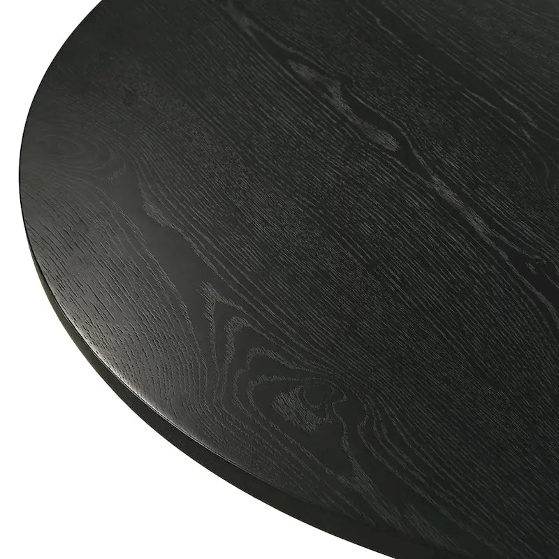 Round Pedestal Dining Table Oak Veneer MDF Rubberwood Base Ebony Driftwood White
