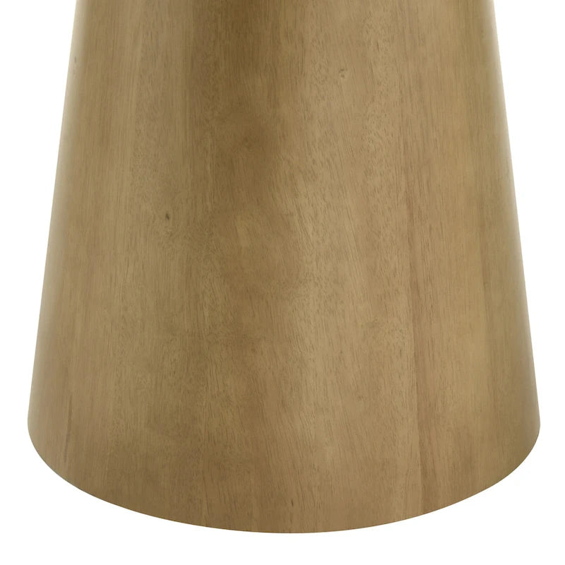 Tavolo da pranzo rotondo con base centrale, impiallacciatura in rovere, MDF e base in legno di gomma, ebano, driftwood e bianco