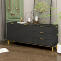 Mid-Century Modern Sideboard Buffet Cabinet 3 Drawers 2 Doors Black White