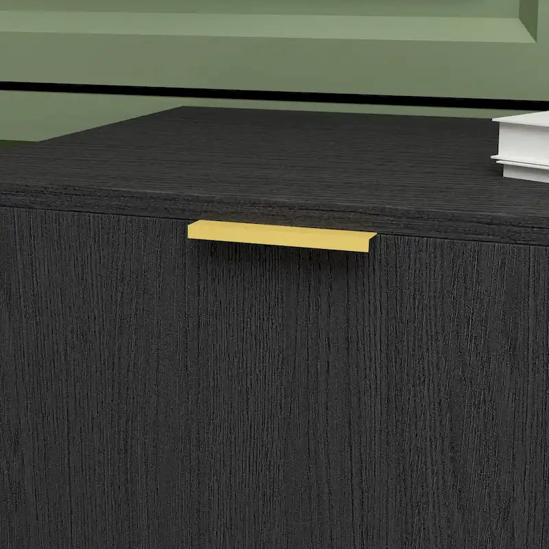 Mid-Century Modern Sideboard Buffet Cabinet 3 Drawers 2 Doors Black White