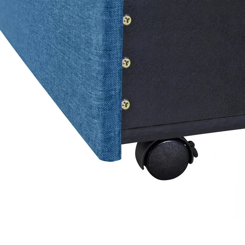 Queen Linen Upholstered Platform Bed 3 Drawers Geometric Headboard Blue Beige Gray Pink
