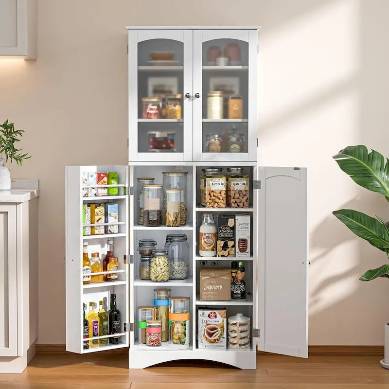 64 inches Tall Kitchen Storage Pantry Cabinet with Adjustable Shelves