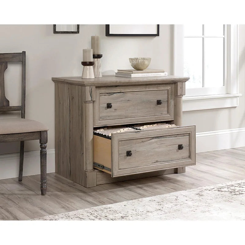 2-Drawer Lateral File Cabinet Full Extension Letter Legal Wood Split Oak Cherry Glacier