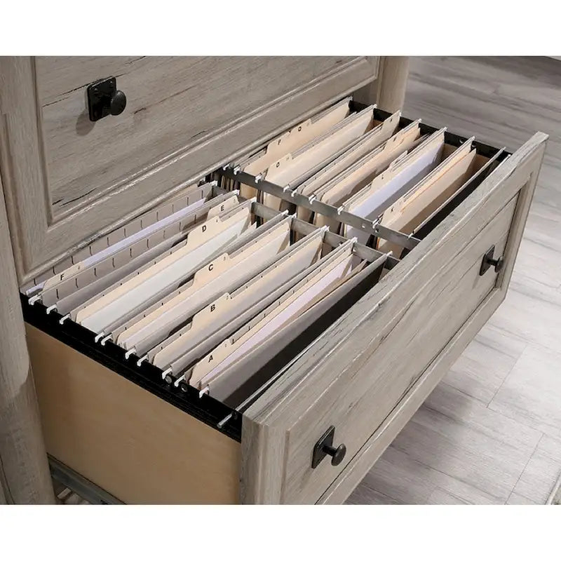 2-Drawer Lateral File Cabinet Full Extension Letter Legal Wood Split Oak Cherry Glacier