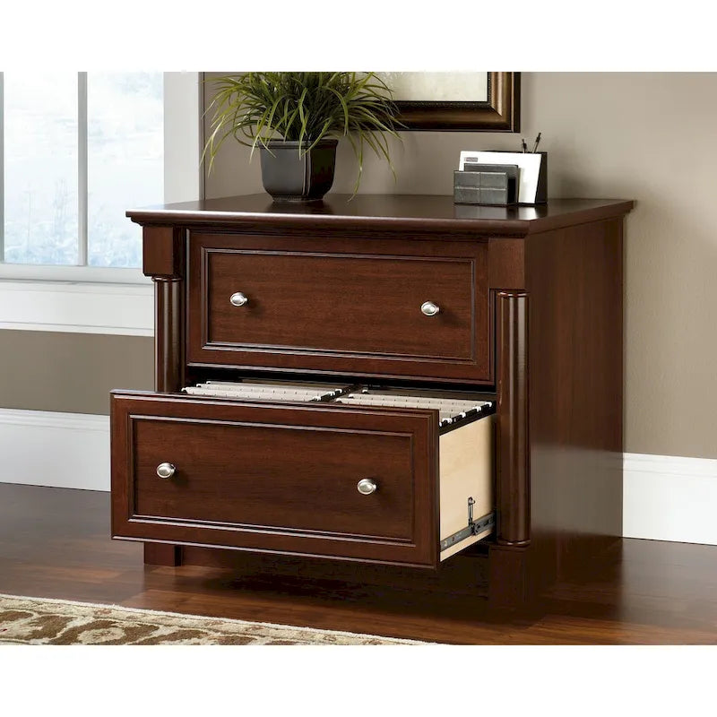 2-Drawer Lateral File Cabinet Full Extension Letter Legal Wood Split Oak Cherry Glacier