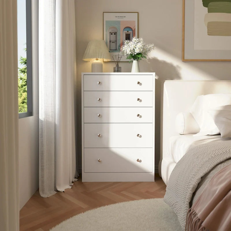 5-Drawer Bedroom Dresser Chest Clothes Organizer Eco Wood Natural Espresso Black White