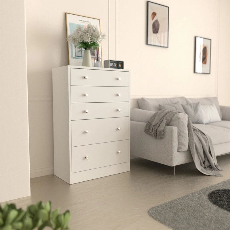 5-Drawer Bedroom Dresser Chest Clothes Organizer Eco Wood Natural Espresso Black White