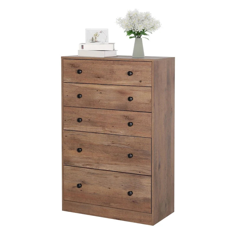 5-Drawer Bedroom Dresser Chest Clothes Organizer Eco Wood Natural Espresso Black White