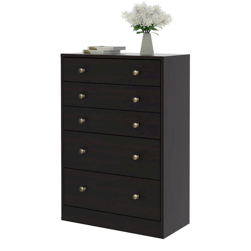 5-Drawer Bedroom Dresser Chest Clothes Organizer Eco Wood Natural Espresso Black White