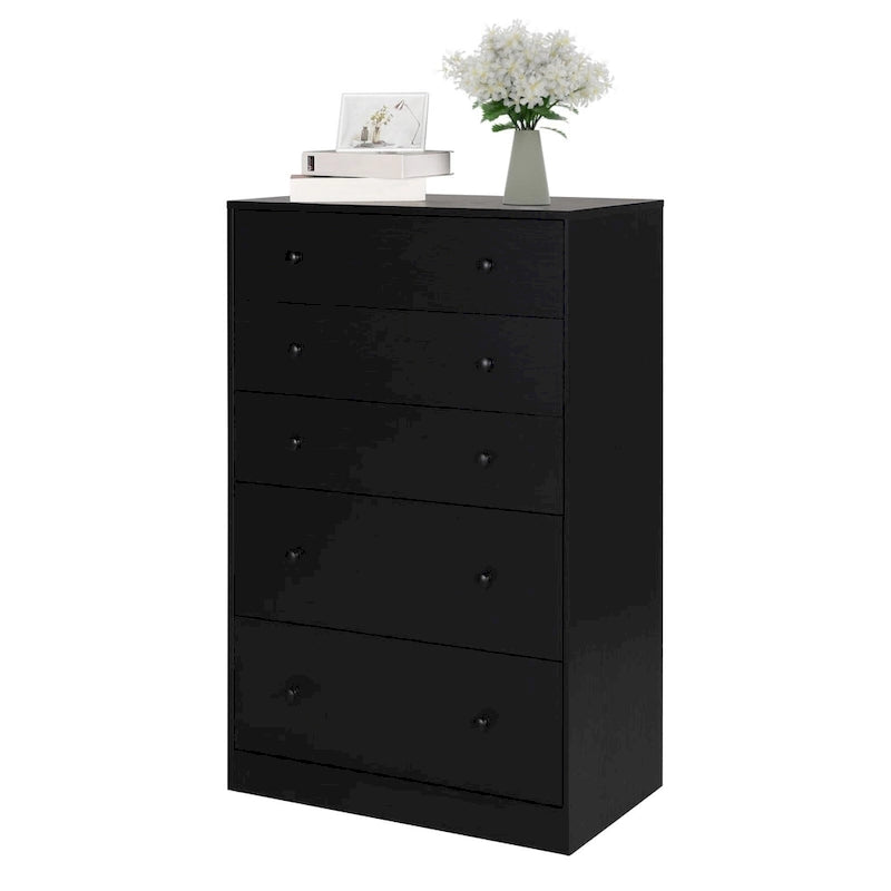 5-Drawer Bedroom Dresser Chest Clothes Organizer Eco Wood Natural Espresso Black White