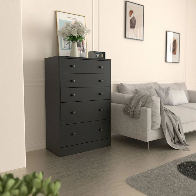 5-Drawer Bedroom Dresser Chest Clothes Organizer Eco Wood Natural Espresso Black White