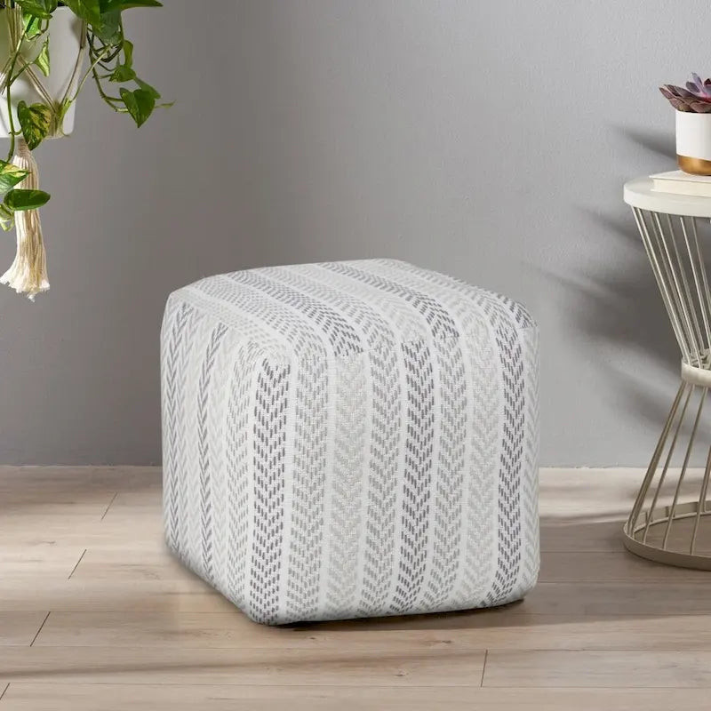 HomeRoots 18 Gray 100% Cotton Ottoman