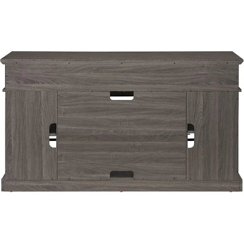 Classic TV Media Stand Glass Door Cabinet Open Shelves 65 Inch Espresso Dark Gray Wash