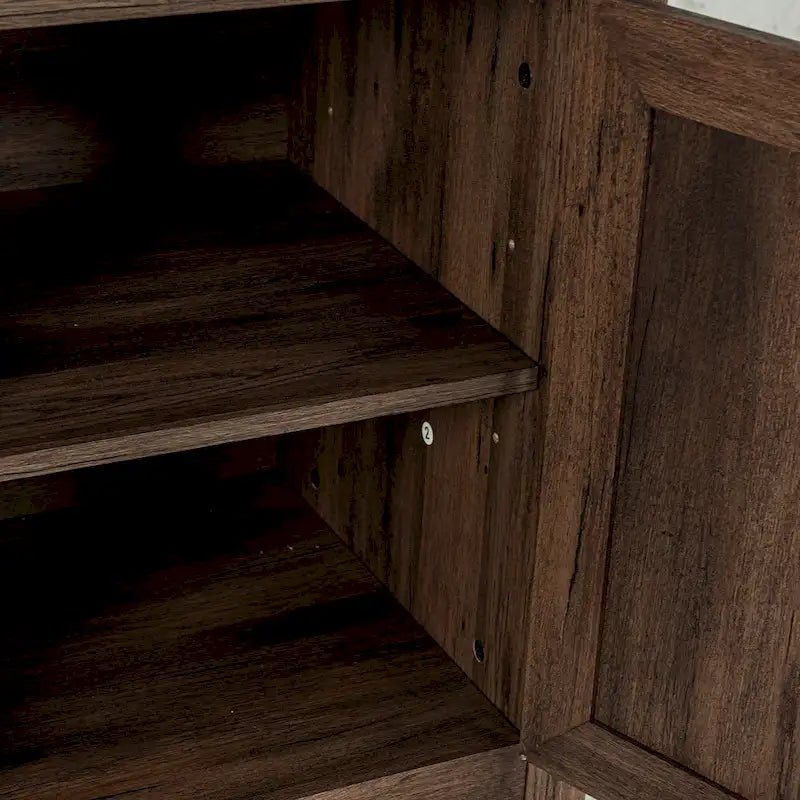 58 Inch Farmhouse TV Stand with Electric Fireplace Barn Door Cabinets Dark Brown