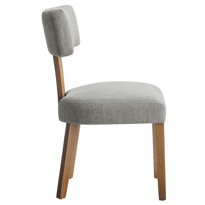 Modern Armless Dining Chair Fabric Upholstered Floating Back Set of 2 Ivory Gray Wheat