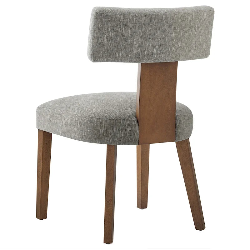 Modern Armless Dining Chair Fabric Upholstered Floating Back Set of 2 Ivory Gray Wheat