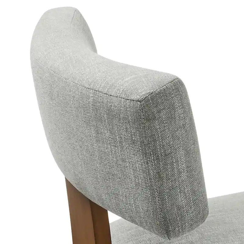Modern Armless Dining Chair Fabric Upholstered Floating Back Set of 2 Ivory Gray Wheat