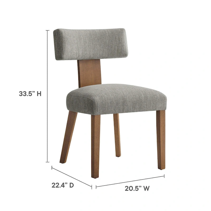 Modern Armless Dining Chair Fabric Upholstered Floating Back Set of 2 Ivory Gray Wheat