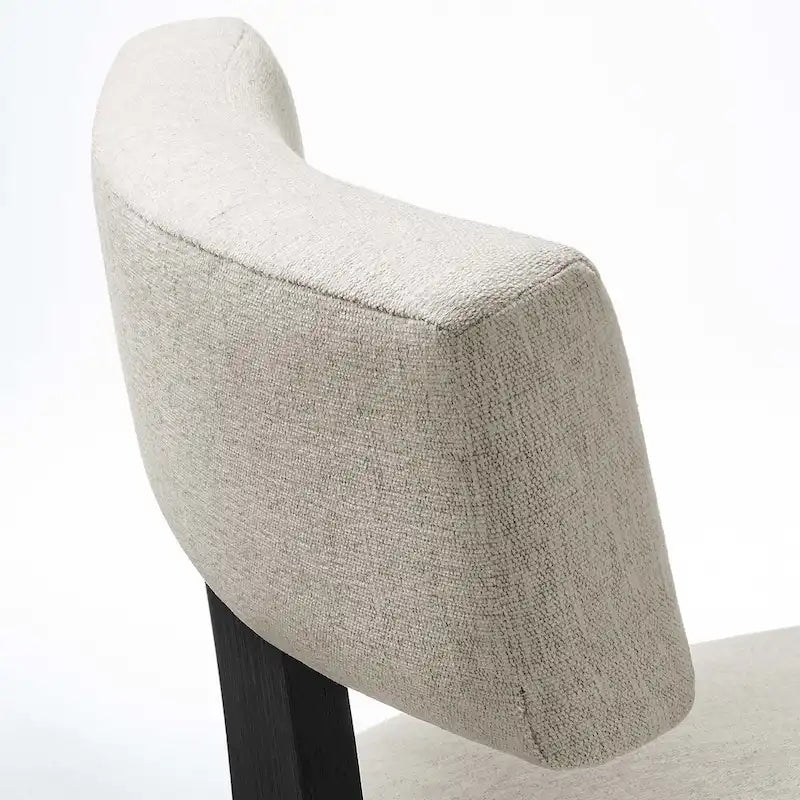 Modern Armless Dining Chair Fabric Upholstered Floating Back Set of 2 Ivory Gray Wheat