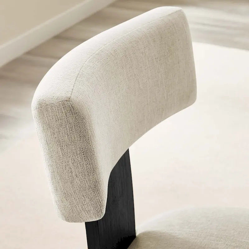 Modern Armless Dining Chair Fabric Upholstered Floating Back Set of 2 Ivory Gray Wheat