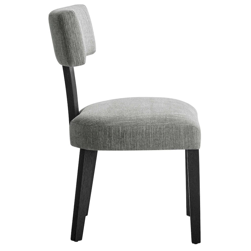 Modern Armless Dining Chair Fabric Upholstered Floating Back Set of 2 Ivory Gray Wheat