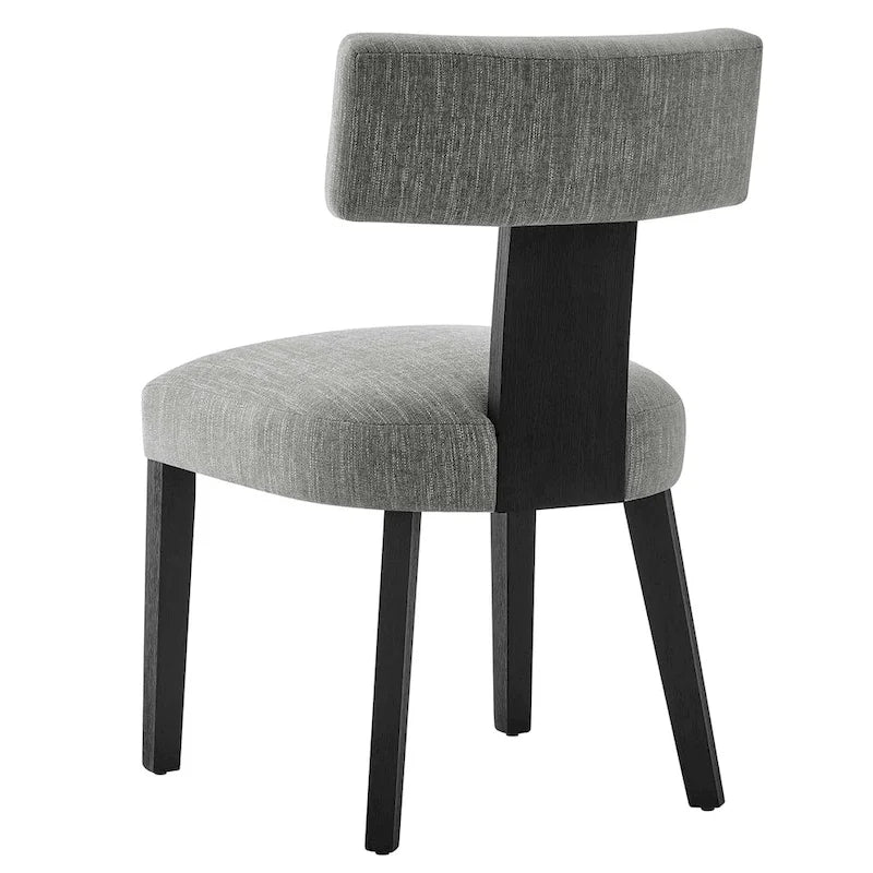Modern Armless Dining Chair Fabric Upholstered Floating Back Set of 2 Ivory Gray Wheat