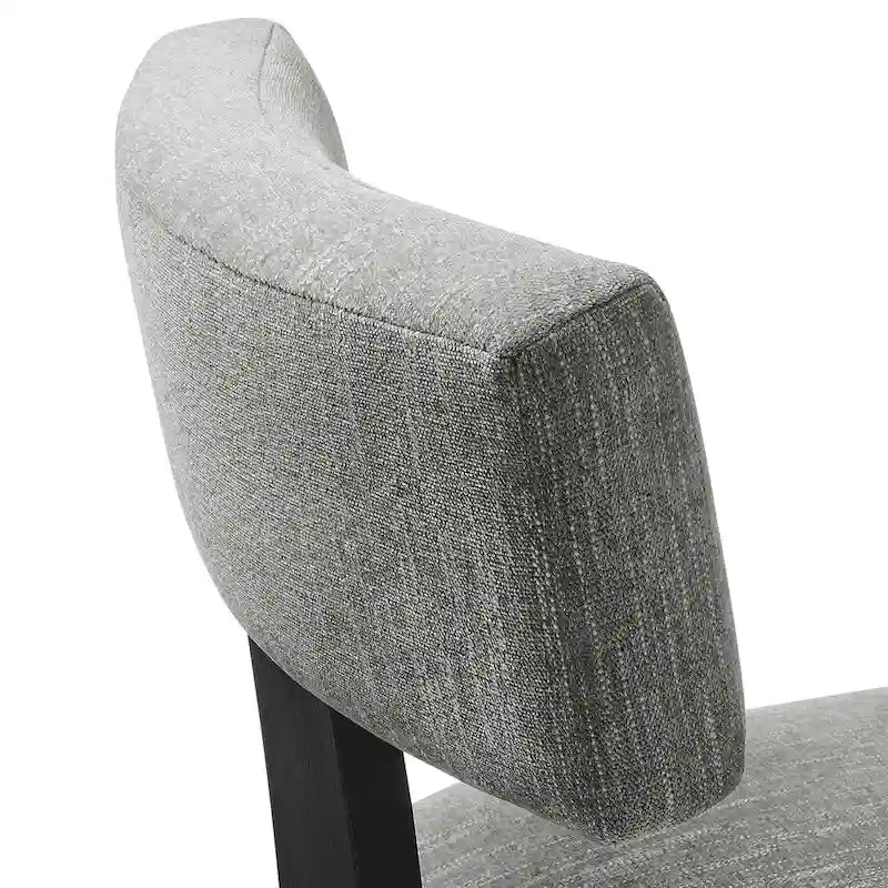 Modern Armless Dining Chair Fabric Upholstered Floating Back Set of 2 Ivory Gray Wheat