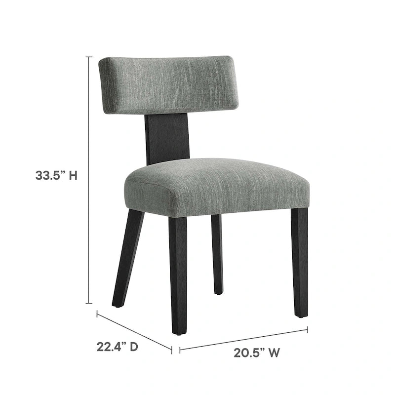 Modern Armless Dining Chair Fabric Upholstered Floating Back Set of 2 Ivory Gray Wheat