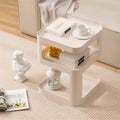 Modern 3-Tier Metal Side Table Open Storage Nightstand Off-White Black