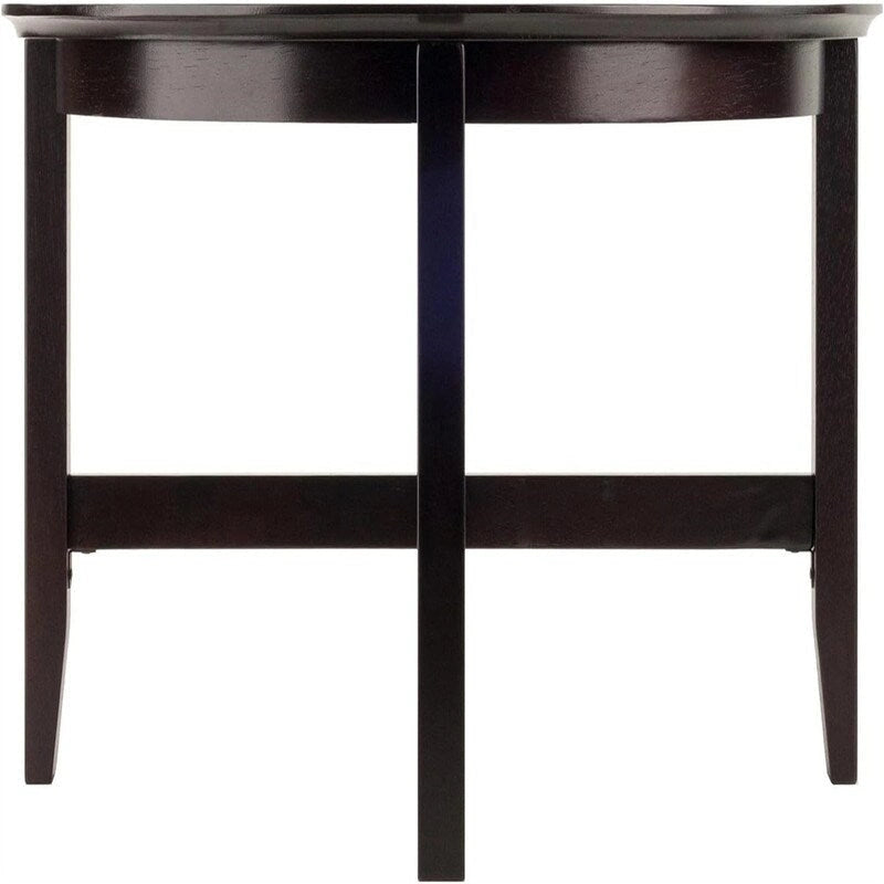 Round Solid Wood Coffee Table Shaker Legs X Crossbar Espresso MDF Top