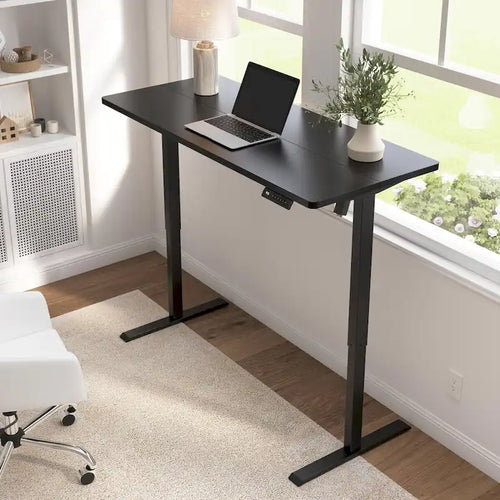 55W Electric Height Adjustable Standing Desk 4 Presets Anti-Collision Black White Maple